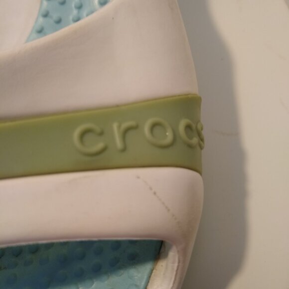 Crocs Sassari Wedge Sandals Women's size 9 White light blue Open Toe Wedge Heels - Picture 6 of 8